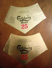 2 Vintage Carlsberg Beer 25cl Bottle Labels Denmark Royal Danish Swedish Court