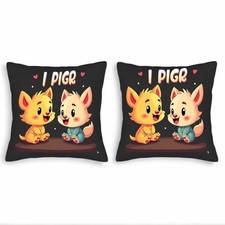 Set of 2 18x18in Throw Pillow Covers - Cute Cartoon Animals Design
