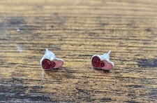 Kids Double Heart with CZ Silver Stud Earrings