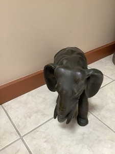Grande Sculpture De Jardin En Bronze – éléphant Doré 36 Cm – Décoration Intérieur/extérieur
