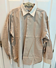 Men  s Brioni Dress Shirt,Mushroom/Cream Contrast Collar  Cuffs,Sz 16/41, Italy