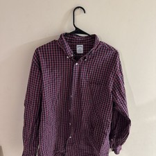 Brooks Brothers Regent Red  Blue Plaid Long Sleeve Button-Down Shirt Men's