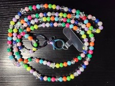 Beaded Crossbody Lanyard With Cellphone Holder And Keyring Clip.