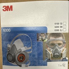 Image of 3m 6000 series reusable half mask respirator 6100 small 6200 medium 6300 large
