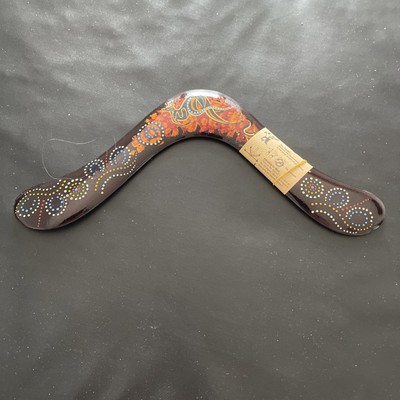 Australian Made Boomerang 14'' Hand Crafted & Painted Aborigines