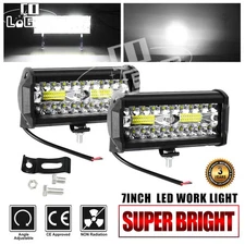 2x 7inch 800W LED Work Light Bar Flood Spot Combo Offroad Driving Truck Fog Lamp