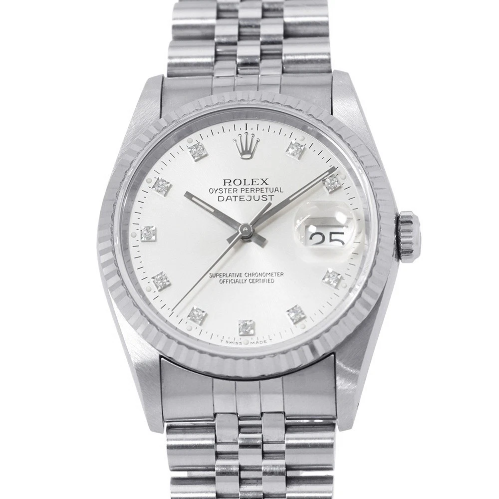 Rolex — ROLEX Datejust 36mm Stainless Steel 18K White Gold Silver Dial 16234G
