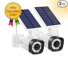 Techage Solar Battery Powered Metal Fake Security Camera, Dummy White