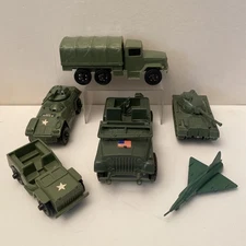 Vintage Plastic Army Military Vehicles Lot 6 Tim Mee - Processed Plastics