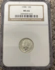 1944 Silver Mercury Winged Liberty Head Dime 10c NGC MS66