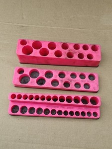 Mechanic Time Saver 1/4 And 3/8 Drive Magnetic Socket Tray Organizers Pink