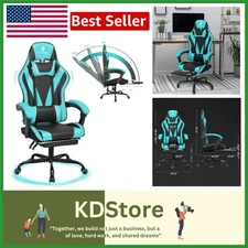 Gaming Chair with Footrest & Linkage Armrest, High Back, Black/Blue
