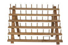 Vintage wooden thread spool rack, tabletop or wall hanging, 60 pegs 16" x 12.5"