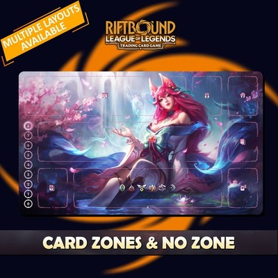 Playmat Ahri Spirit Blossom Riftbound TCG Stitched Edges Protective bag included