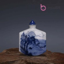 3.15 Inch Chinese Blue White Porcelain Snuff Bottle Traditional Collectible 