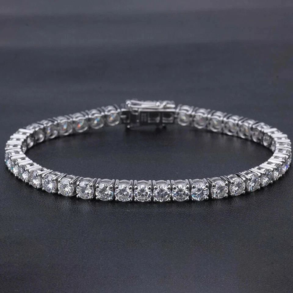 10 TCW Round Lab Created Diamond Tennis Bracelet In 14k white gold Plated 7.5" - Image 4 of 4