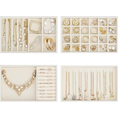 Schmucktablett Organizer 6 Schalen Stapelbar Flanellbeige Schmuckaufbewahrung