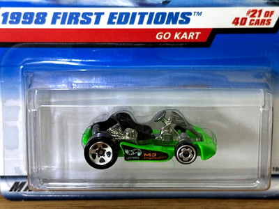 1998 HOT WHEELS #21/40 ORIGINAL F.E. RACING GO KART GREEN FIRST ISSUE MOMC!