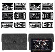 PSKOOK 12 Pcs Survival Multitool Card Emergency Camping Tool EDC Black-12 