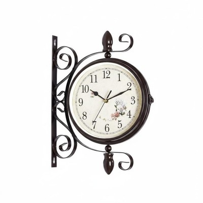 Doppelseitige Hängeuhr Geräuschloses Uhrwerk Vintage Doppelseitige Uhr