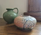 Vtg Small Art Pottery Flower Frog And Haeger Mini Pitcher