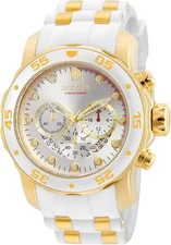Invicta Men’s Pro Diver Chronograph Watch Gold White Stainless Steel Quartz 48M