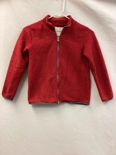 Toughskins Jacket Youth Large 7 Red Sherpa Fleece Full Zip Warm Cozy Casual