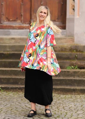 MAGNA - Lagenlook SHIRT & TASCHE Gr 44 bis 58 - floral bunt - Bild 1 von 4