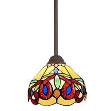 Tiffany Lamp Stained Glass Pendant Lights,Mini 8 Inch Wide Cream Brown Victor...