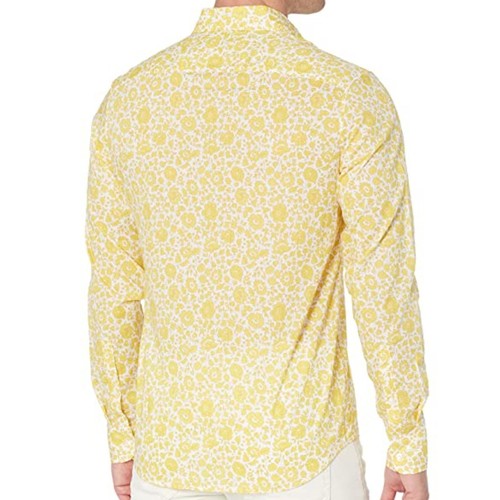 Michael Kors Men's Floral Button Down Shirt (Large, Meringue) $198 - Picture 2 of 3