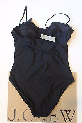 NWT J Crew Ruffle Underwire Swimsuit in BLACK Sz 2 XS Extra Small G1736
