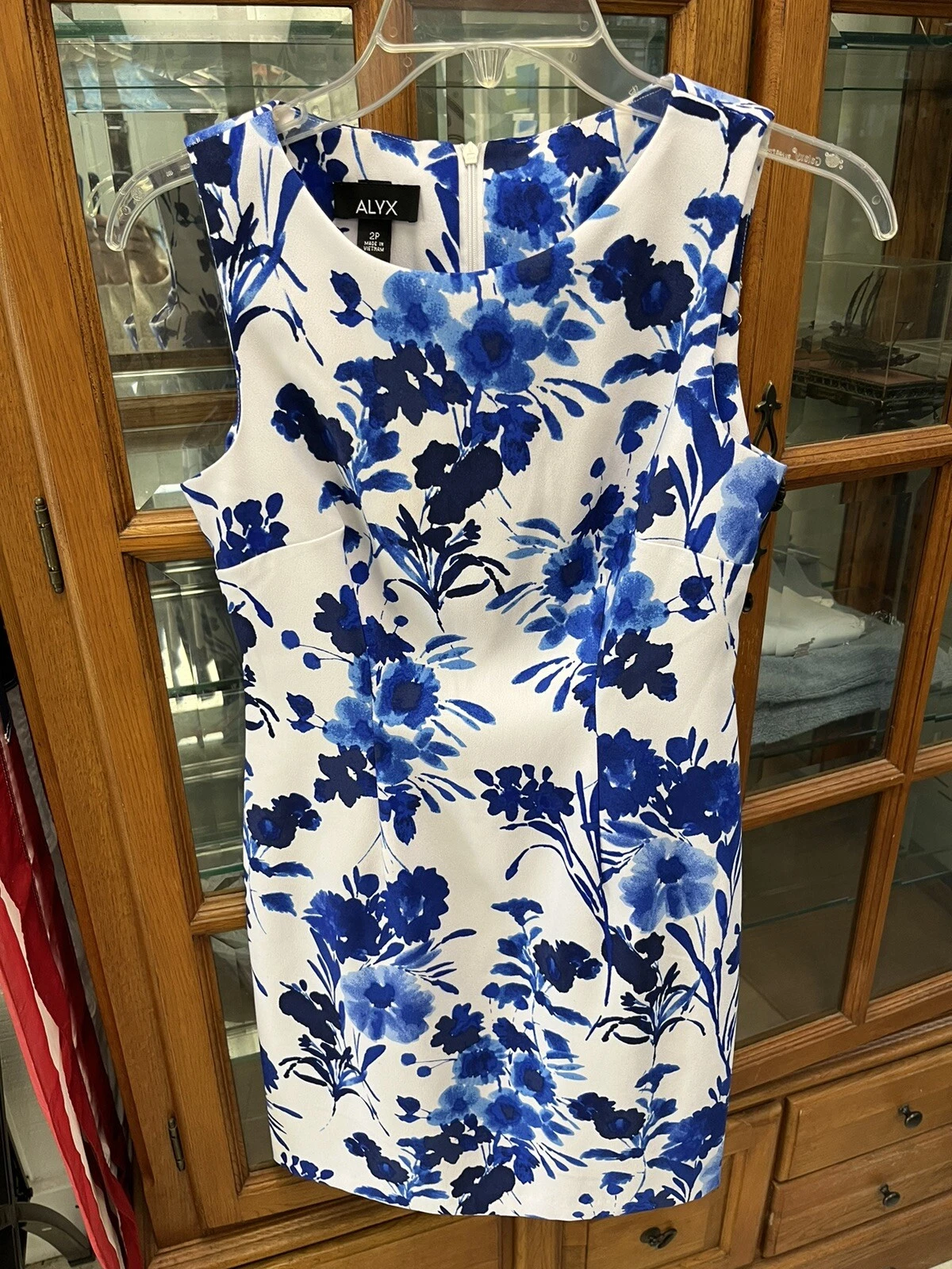 Bellissimo ❤️ Abito Alyx Blu e Bianco Disegno Floreale Taglia 2P.