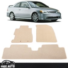 Fit 01-05 Honda Civic 02-05 Civic Floor Mats Front Rear Beige 3pc Nylon