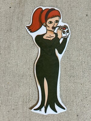 Ghoulish Witch Girl Drinking From Skull Art Sticker 5  Horror Halloween V6193
