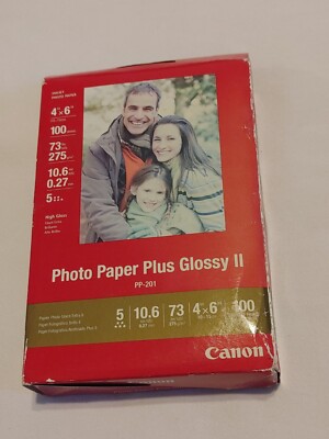 Canon PP-201 Photo Paper Plus Glossy II, 4x6 inch - 100 Sheets, PIXMA, NEW.  1