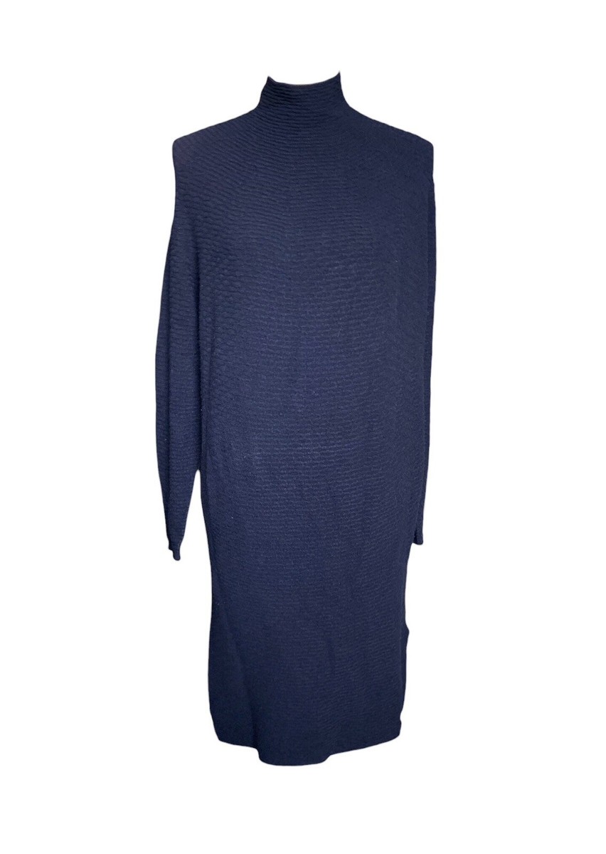 Phase Eight Navy Blue Textured Knitted Jumper Dress Size M Medium
