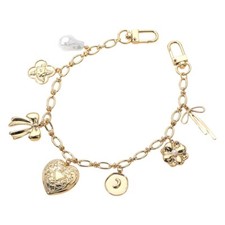Bag Purse Charm Chain Link Gold Bow heart Pearl Moon Charms MS1040