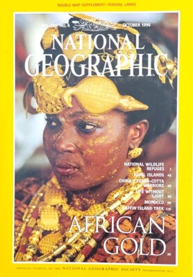 National Geographic and Map October 1996 African Gold, National Wildlife Refuges