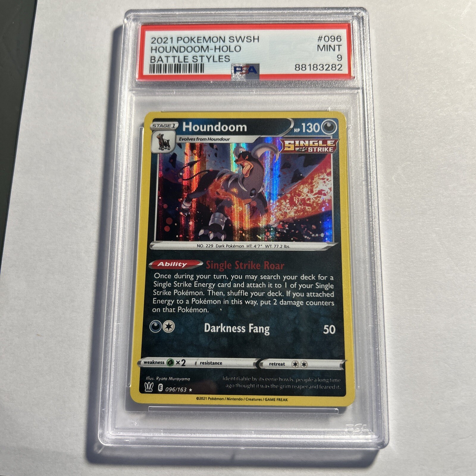 Houndoom HOLO RARE card 96/163 Sword & Shield Battle Styles 2021 Pokemon TCG