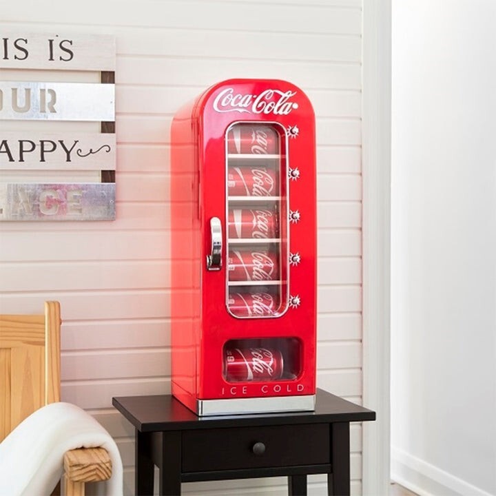 Retro Coca Cola Vending Fridge 10 Can Machine Mini Soda Refrigerator Coke Cooler