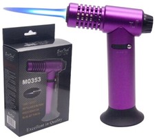 Jet Butane Torch Lighter Safety Lock Adjustable Flame Refillable Purple