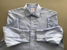 BROOKS BROTHERS 346 EUC Blue  White Plaid Non-Iron Cotton 16 32-33