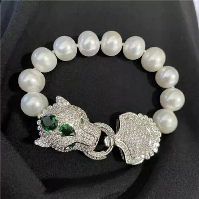 Preciosa pulsera de perlas blancas redondas hecha a mano mar del sur AAA 9-10mm 7,5-8 pulgadas 925 Foto 2 de 4