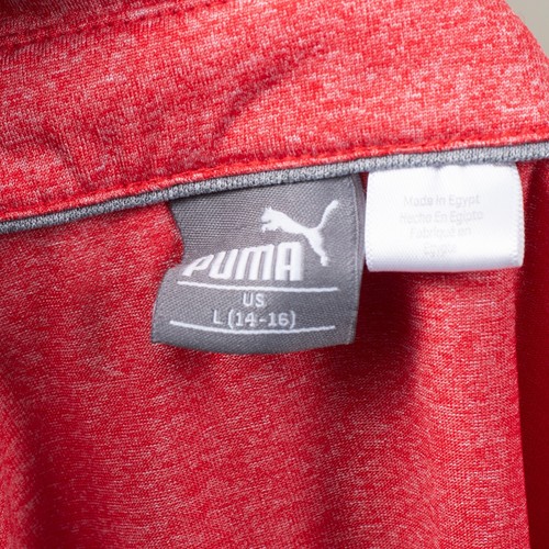 Puma Polo Shirt Boys LARGE 14 16 Heather Red With Logo Preppy Golf Athleisure - Picture 3 of 5