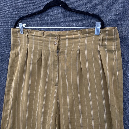 Princess Highway Womens Size 16 Wide Leg Pants Olive Stripe Pleated High Rise - Picture 3 of 14