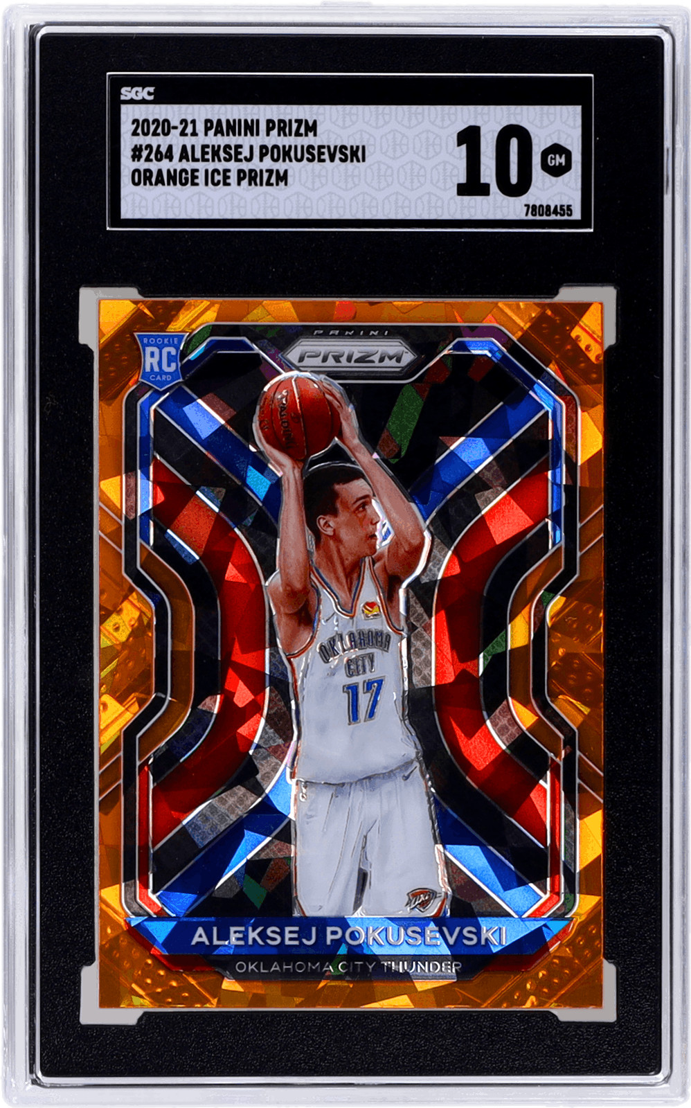 2020 Panini Prizm Aleksej Pokusevski Orange Ice Prizm #264 SGC 10 Rookie RC
