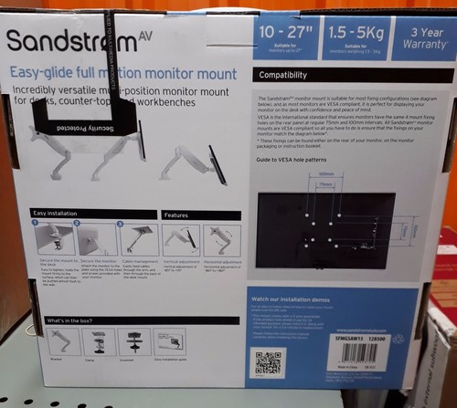 Montaje de monitor de movimiento completo Sandstrom Easy-Glide para monitor de 10""-27"" y 1,5-5 kg - Imagen 2 de 2