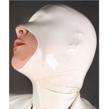 Latex Hood Cover Eyes Expose Mouth and Nose Back Zip Rubber Mask Club Wear BDSM