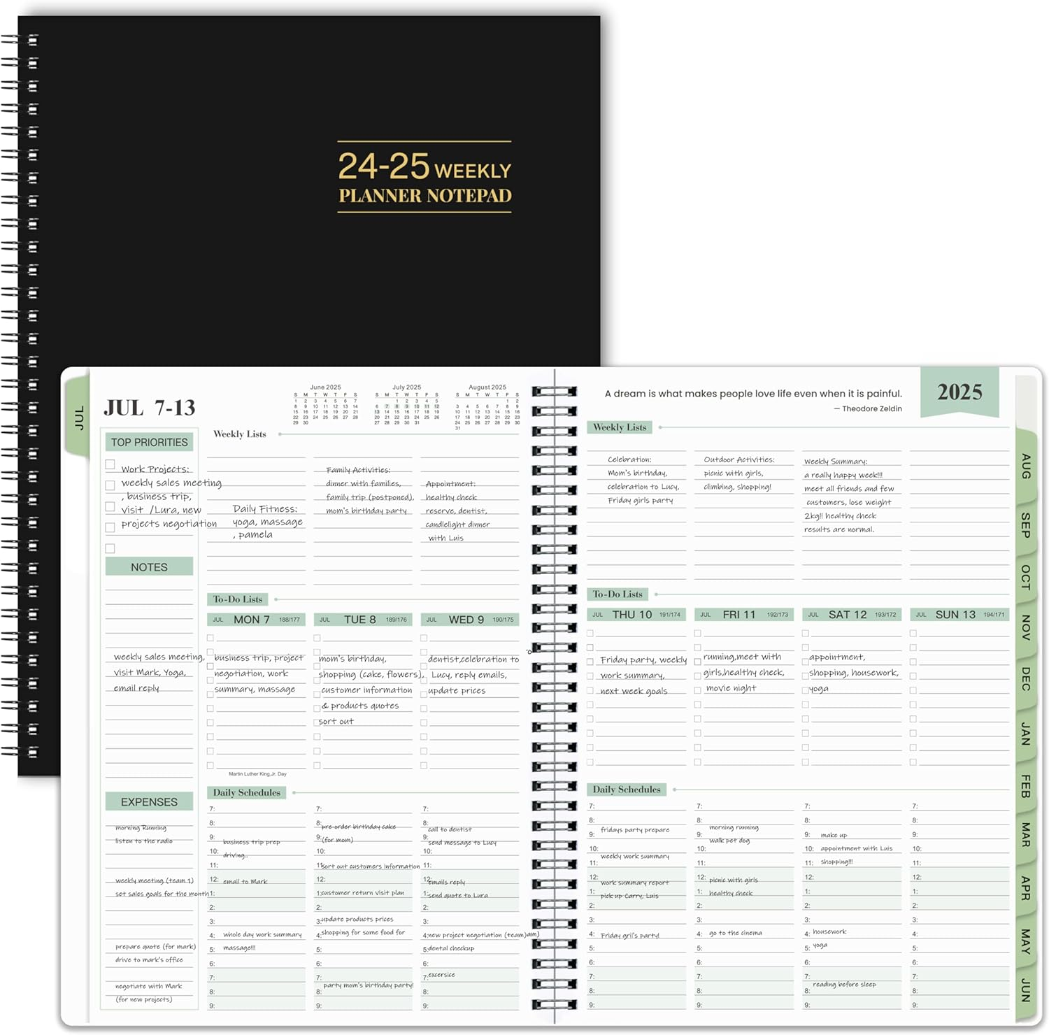 2024-2025 Planner - Weekly & Monthly Planner Notepad, 11.38'' X 8.74'', JUL 2024