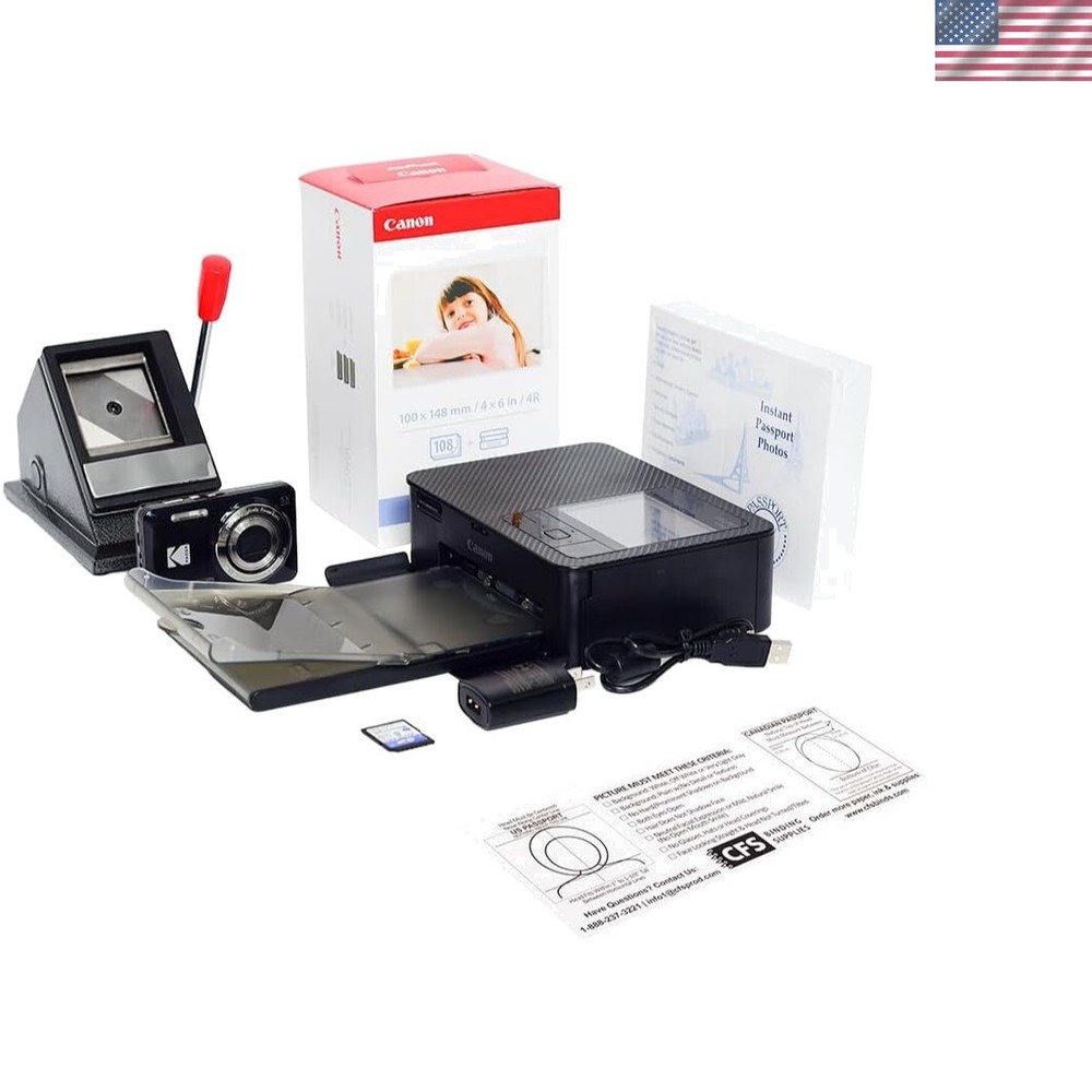Dye Sublimation Passport Photo Printer System - Includes US Cutter & Accessories